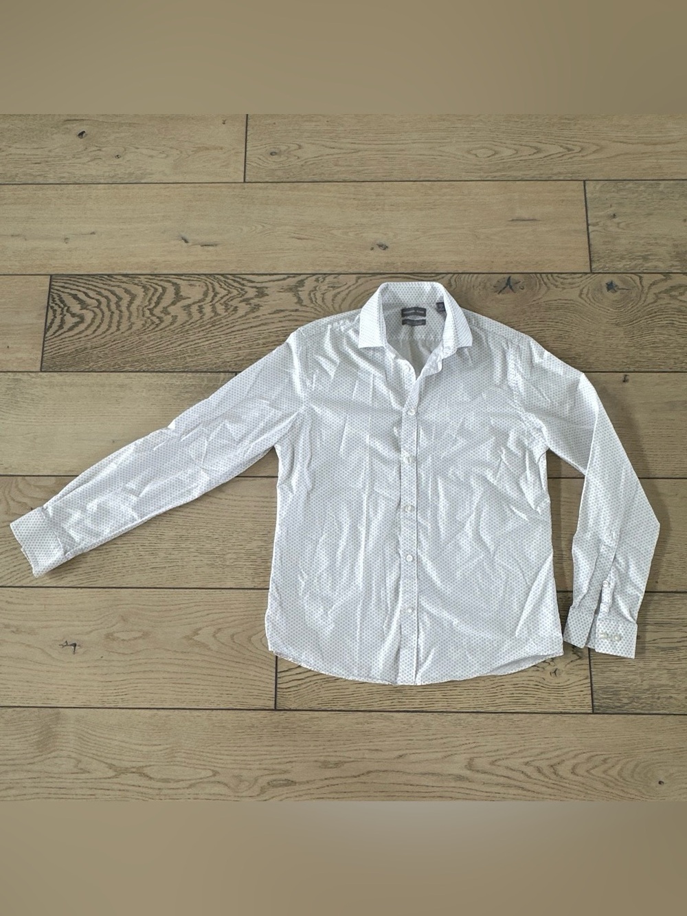 Michael Kors White Micro-Pattern Dress Shirt